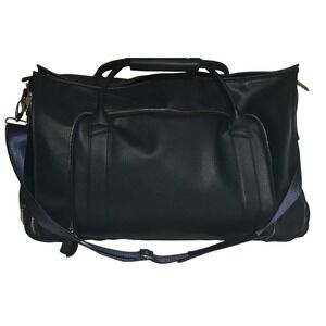 Brouk & Co Brett 2-in-1 Garment Duffel Roller Bag Navy Vegan Leather Carry-On